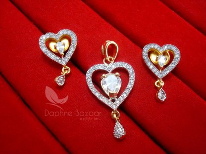 AD74, Daphne Designer Heart Zircon Pendant Set for Women