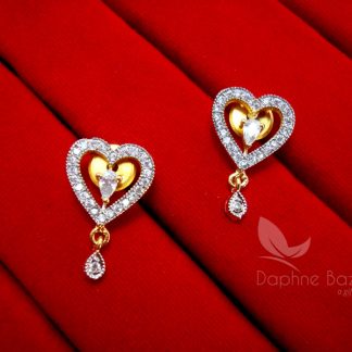 AD74, Daphne Designer Heart Zircon Pendant Set for Women - EARRINGS