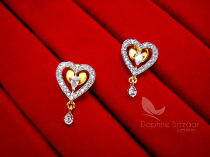 AD74, Daphne Designer Heart Zircon Pendant Set for Women - EARRINGS