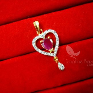 AD75, Daphne Designer Pink Heart Zircon Pendant Set for Women - PENDANT