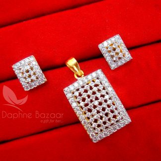 AD77 Daphne Zircon Studded Edge Pendant Set for Women