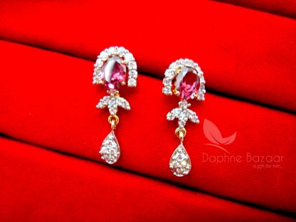 AD81 Daphne Wine Shade Crystal Pendant and Earrings - EARRINGS