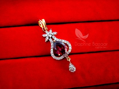 AD81 Daphne Wine Shade Crystal Pendant and Earrings - PENDANT