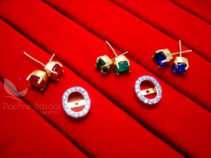 CE29, Fashionable Oval SixInOne Changeable Zircon Earrings for Women - FRAME