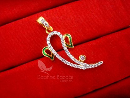 D12P, God Ganesha Designer Zircon Pendant Temple Jewelry