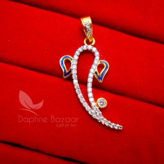 D13P, God Ganesha Designer Zircon Pendant Temple Jewelry