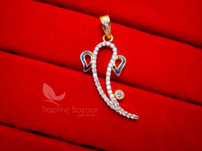 D13P, God Ganesha Designer Zircon Pendant Temple Jewelry