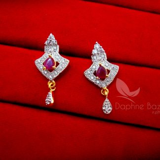 MS291 Daphne Pink Art Zircon Mangalsutra set for Women - EARRINGS