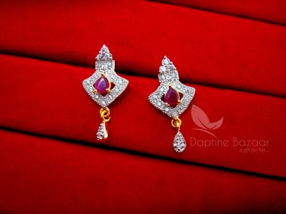 MS291 Daphne Pink Art Zircon Mangalsutra set for Women - EARRINGS