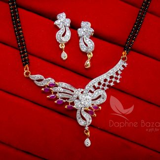 MS73, Daphne Flora Pink Zircon Studded Mangalsutra for Women