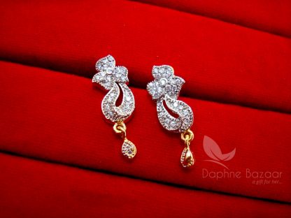 MS73, Daphne Flora Pink Zircon Studded Mangalsutra for Women - EARRINGS