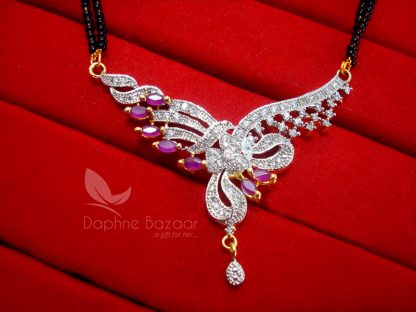 MS73, Daphne Flora Pink Zircon Studded Mangalsutra for Women - PENDANT