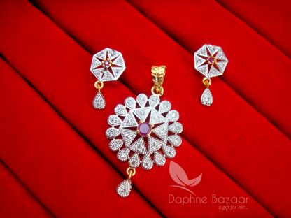 AD83, Daphne Pink Flower Pendant Earrings for Cute Gift
