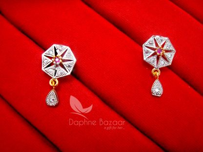 AD83, Daphne Pink Flower Pendant Earrings for Cute Gift - EARRINGS