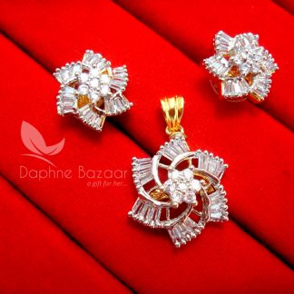 AD85, Daphne Crystal Flower Pendant Earrings for Cute