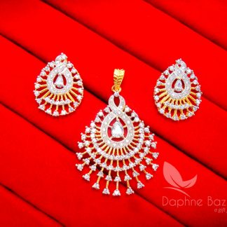 AD87 Daphne Designer Zircon Pendant and Earrings