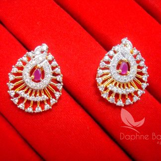 AD88 Daphne Designer Pink Zircon Pendant and Earrings - EARRINGS