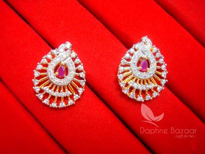 AD88 Daphne Designer Pink Zircon Pendant and Earrings - EARRINGS