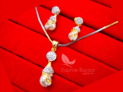 AD90 Daphne Designer Pendant Set With Pearl Drop