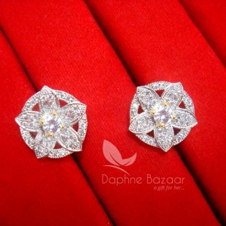 E11, Daphne Sparkling Zircon Designer Round Earrings