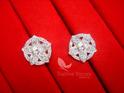 E11, Daphne Sparkling Zircon Designer Round Earrings