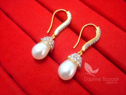 E14, Zircon studded Pearls Hangings Earrings for Girls