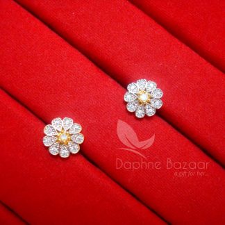 E18, Daphne Zircon Round Flower Earrings for women