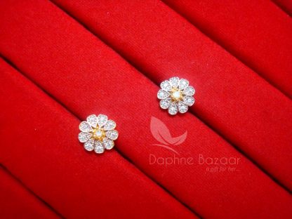 E18, Daphne Zircon Round Flower Earrings for women