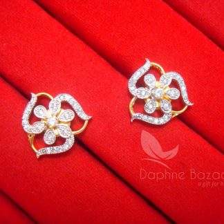 E19, Daphne Sparkling Zircon Designer Round Earrings