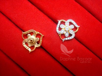 E19, Daphne Sparkling Zircon Designer Round Earrings - Back