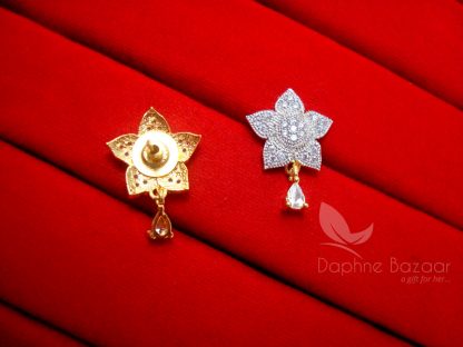 E22, Daphne Zircon Golden Silver Star Earrings for women - BACK