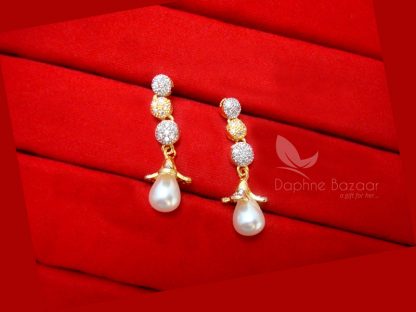 E24 Daphne Zircon Studded Pearl Droplet Hanging