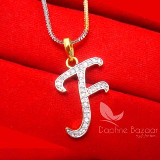 F - Alphabet, Daphne Zircon Pendant for Men or Women