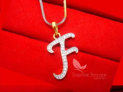 F - Alphabet, Daphne Zircon Pendant for Men or Women