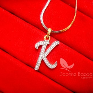 K Alphabet Daphne Zircon Studded Pendant