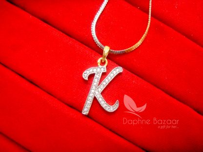 K Alphabet Daphne Zircon Studded Pendant
