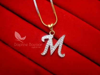 M - Alphabet, Daphne Zircon Pendant for Men or Women