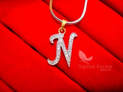 N - Alphabet, Daphne Zircon Pendant for Men or Women