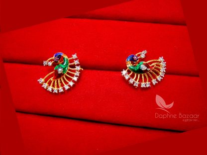 S33 Daphne Zircon Peacock Meenakari Mangalsutra for Women, Gift for Wife - EARRINGS