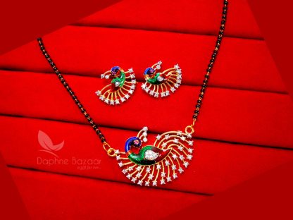 S33 Daphne Zircon Peacock Meenakari Mangalsutra for Women, Gift for Wife.jpg