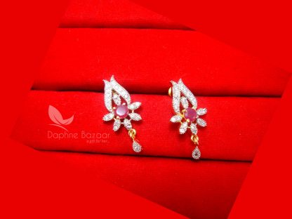 S34E, Daphne Pink Zircon Flower Earrings for Women