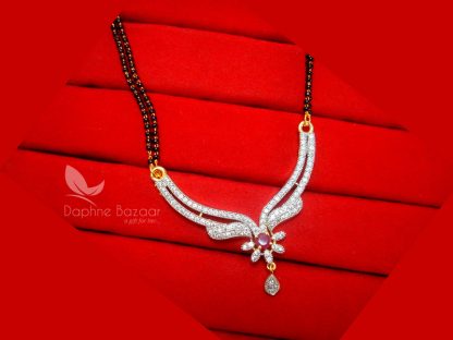 S34P, Daphne Pink Zircon Flower Mangalsutra for Women