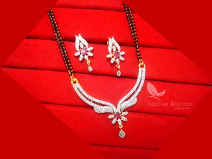 S34, Daphne Pink Zircon Flower Mangalsutra set for Women.JPG