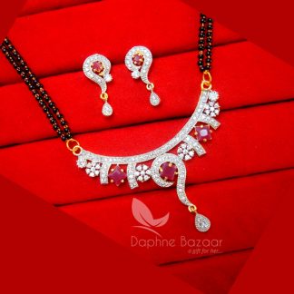 S37, Daphne Designer Pink Zircon Studded Mangalsutra for Women