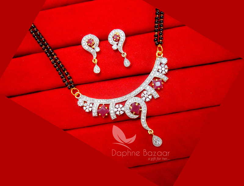 S37, Daphne Designer Pink Zircon Studded Mangalsutra for Women – Buy ...