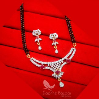 S38, Daphne Pink Art Zircon Mangalsutra set for Women