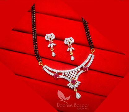 S38, Daphne Pink Art Zircon Mangalsutra set for Women