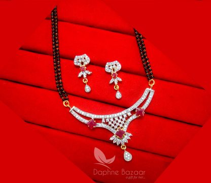 S38, Daphne Pink Art Zircon Mangalsutra set for Women