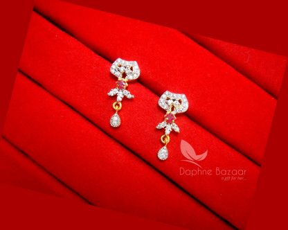 S38, Daphne Pink Art Zircon Mangalsutra set for Women - EARRINGS