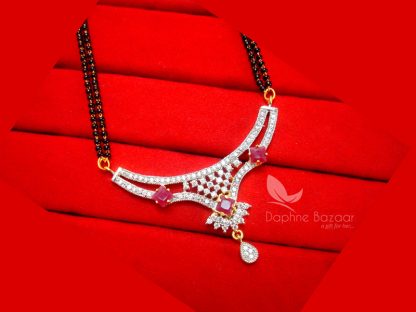 S38, Daphne Pink Art Zircon Mangalsutra set for Women - PENDANT